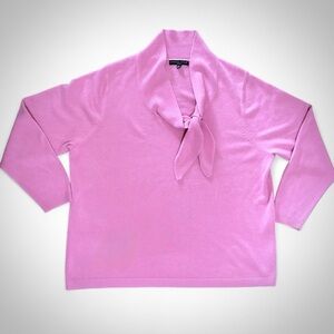 Women's Vintage Plus Size Caroline Taylor Pink Sweater with Neck Tie size 1X